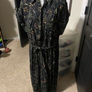 Disturbia Black Botanical Long Sleeve Dress